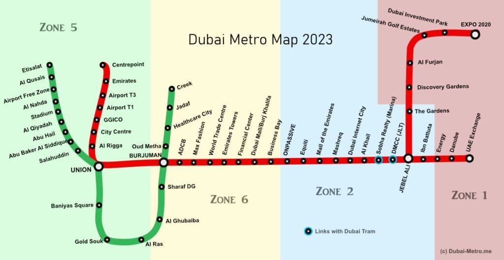 দুবাই মেট্রো মানচিত্র 2023